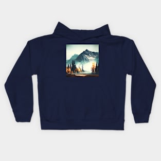 Misty Mountain with Colorful Autumn Trees Kids Hoodie